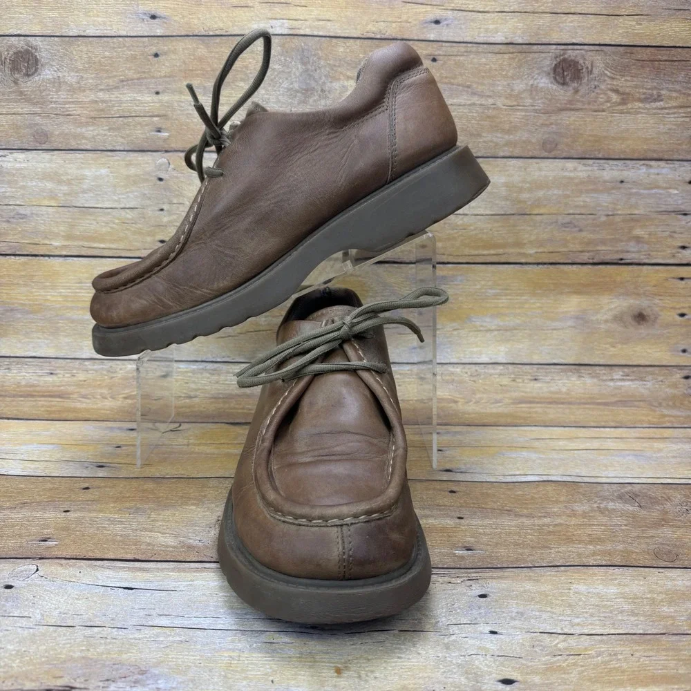 Vtg American Eagle Mens 11 Brown Leather Chunky Moc Toe Shoes‎ Y2K Gorpcore 90s
